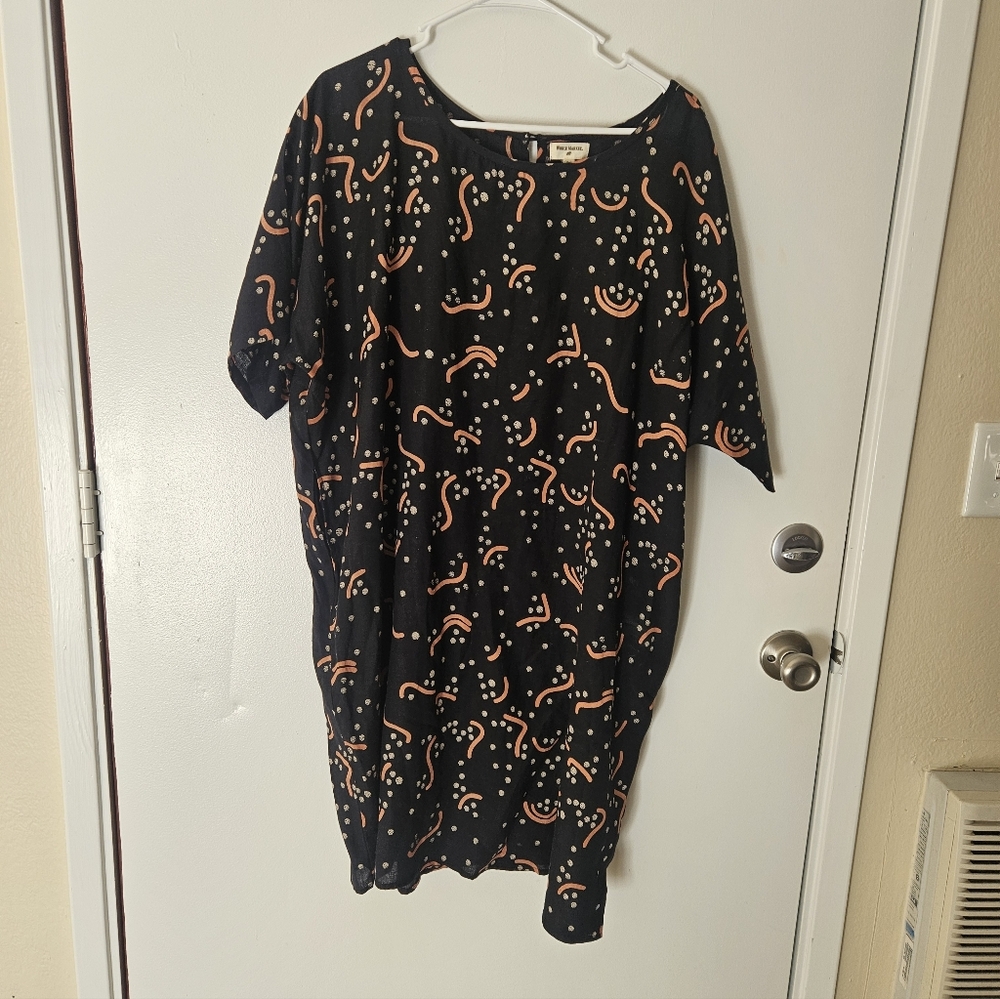 Cost Plus World Market Black and Orange Patterned Sleepwear Moomoo